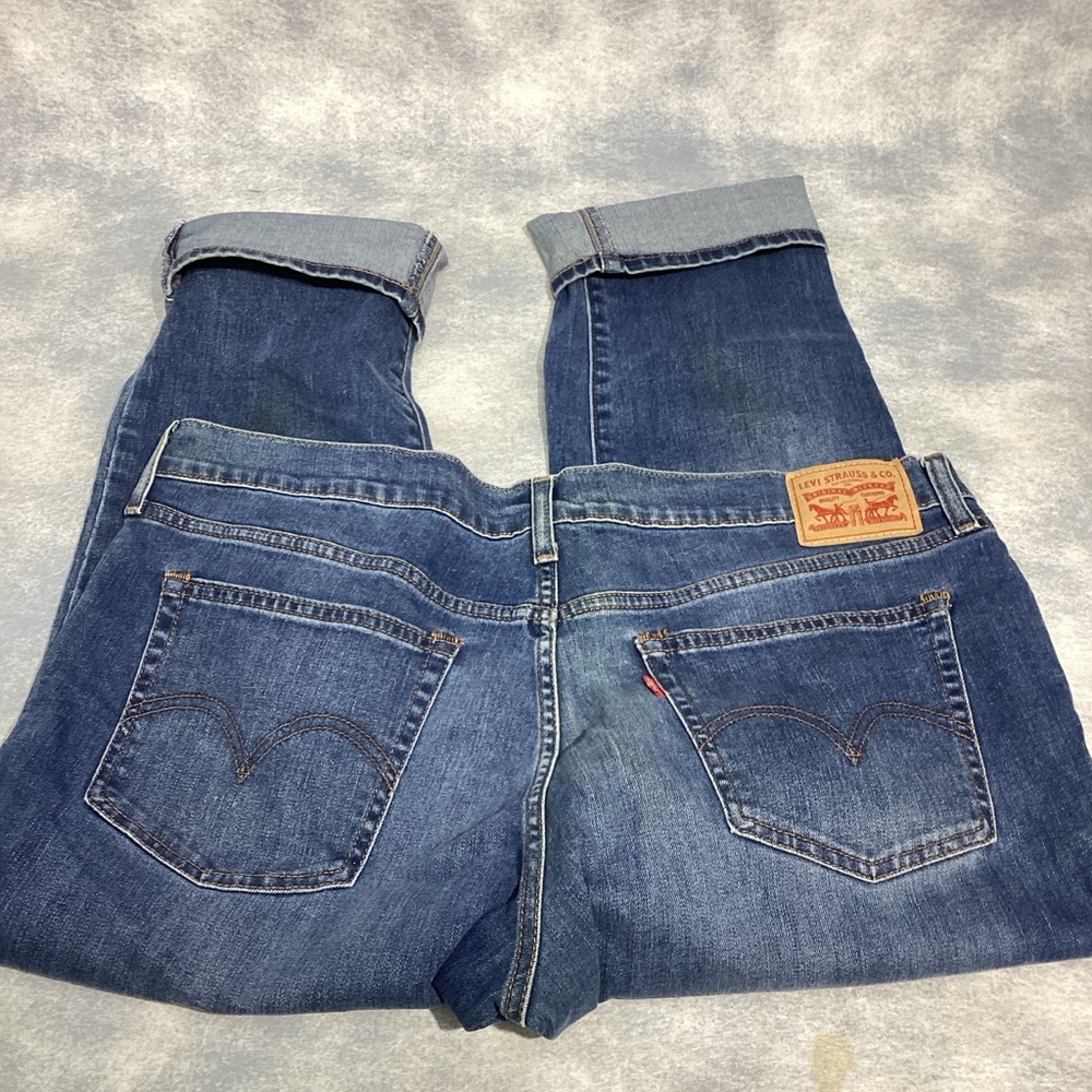 Levi’s Boyfriend Jeans Size 33 Women's Stretch 40x26 Crop Med Blue - Picture 6 of 8